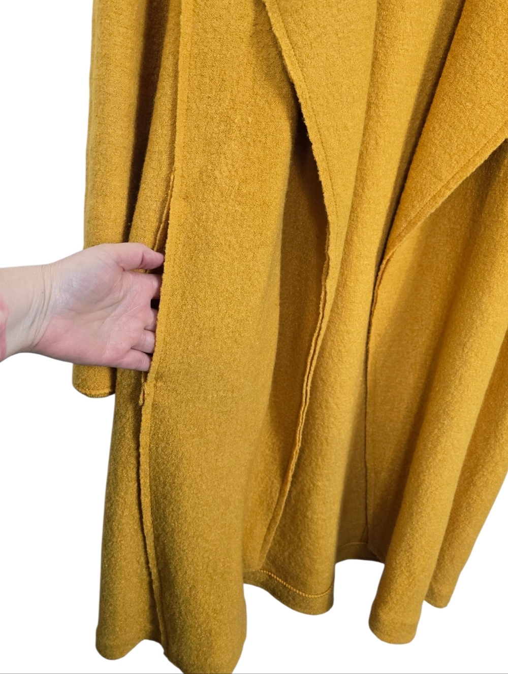 Tahari Drape Front Wool Blend Marigold Shawl Collar Coat Jacket Small - Picture 4 of 10
